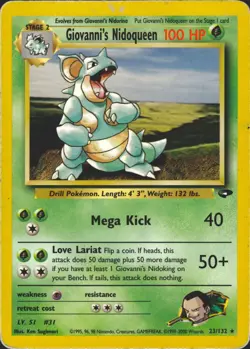 Giovanni's Nidoqueen 23/132 Rare Gym Challenge Pokemon Card LP/MP - Image 1