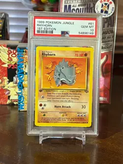 1999 Pokemon Jungle Rhyhorn #61 First Edition PSA 10 Gem Mint - Image 1