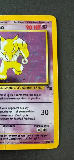 Pokemon Cards: Fossil Rare Holo: Hypno 8/62 TCG 1999 WOTC Vintage - Image 3