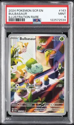 2024 POKEMON SCR EN-STELLAR CROWN ILLUSTRATION RARE #143 BULBASAUR PSA 9 - Image 1
