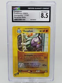 Donphan 7/147 Aquapolis Reverse Holo Pokemon 2003 CGC 8.8 Mint+ - Image 1