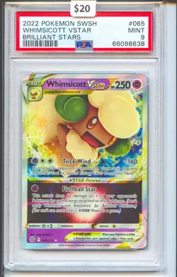 Whimsicott VSTAR 2022 Pokemon SWSH Brilliant Stars #065 PSA 9 Mint Ultra Rare - Image 1