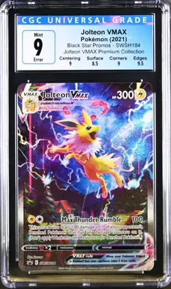 Pokemon TCG Jolteon VMAX SWSH184 CGC 9 Error Card pinched layer - Image 1