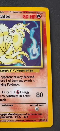 Pokemon Cards: Base Set Rare Holo: Ninetales 12/102 TCG 1999 WOTC Vintage - Image 3