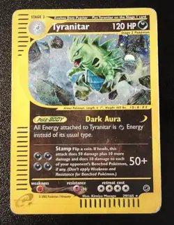Pokemon Card-Tyranitar-29/165-Expedition- Holo-ENG-Played - Image 1