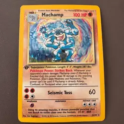 Pokemon Cards:Base Set Rare Holo:Machamp 1st Edition 8/102 TCG 1999 WOTC Vintage - Image 1