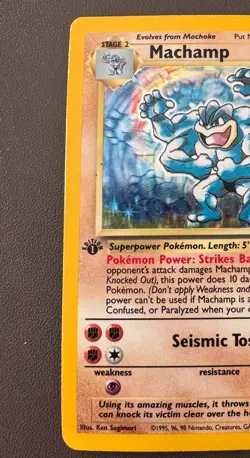 Pokemon Cards:Base Set Rare Holo:Machamp 1st Edition 8/102 TCG 1999 WOTC Vintage - Image 2