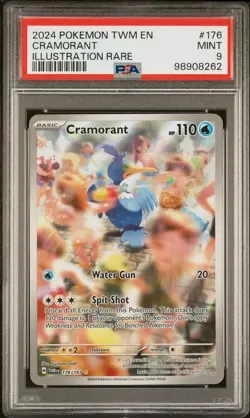 2024 POKEMON TWM EN-TWILIGHT MASQUERADE ILLUSTRATION RARE #176 CRAMORANT PSA 9 - Image 1