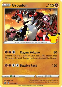 Groudon 017/025 Holo Rare Celebrations 25th Anniversary Pokemon TCG NM - Image 1