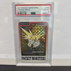1997 POCKET MONSTERS ZAPDOS PRISM CARDDASS PSA 6 - Image 1