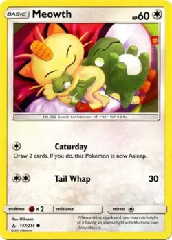 Pokemon Meowth - 147/214 - Common NM-Mint Unbroken Bonds - Image 1