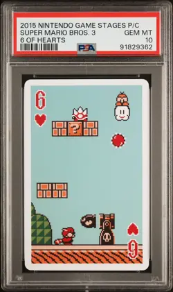 2015 Nintendo Game Stages Super Mario Bros 3 6 of Hearts Playing Card PSA 10 - Image 1