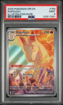 Pokemon TCG Rapidash Destined Rivals Illustration Rare Card 189/182 PSA 9 - Image 1