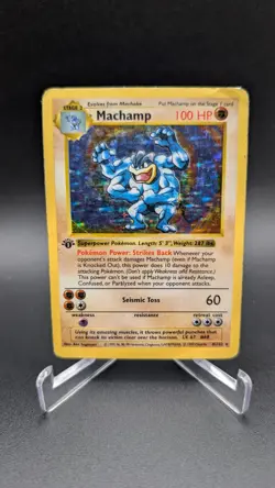 Pokemon TCG Machamp Holo Card Base Set, 8/102, First Edition, Shadowless - Image 1