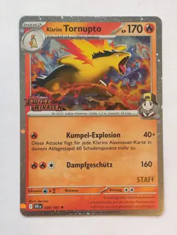 Pokemon Karte Klarins Tornupto DRI 034 STAFF Prerelease Promo Holo Deutsch - Image 1