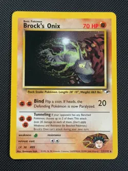 Brock's Onix 21/132 REGULAR Pokemon Card WOTC Gym Heroes Non Holo Rare - Image 1