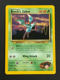 Brock's Zubat 24/132 REGULAR Pokemon Card WOTC Gym Heroes Non Holo Rare - Image 1
