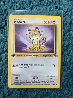 1st Edition MEOWTH 56/64 Jungle Set - Pokemon WOTC Vintage Card - NM - Image 1