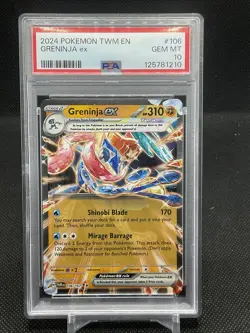 Pokemon TCG Twilight Masquerade Greninja EX Double Rare Holo Card 106/167 PSA 10 - Image 1