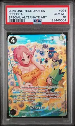 One Piece Card Game TCG OP06 Rebecca OP05-091 SP Alt Art PSA 10 - Image 1