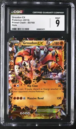 CGC 9 MINT Groudon EX 2015 Primal Clash 85/160 Holo Pokemon Card - Image 1