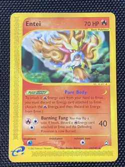 Pokemon Entei TCG Aquapolis 1st Edition Rare Card 10/147 NON HOLO - Image 1