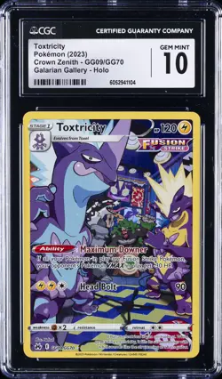 2023 POKEMON CROWN ZENITH GALARIAN GALLERY HOLO #GG09 TOXTRICITY CGC 10 GEM MINT - Image 1
