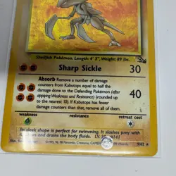 1999 Pokemon Fossil 1st Edition #9 Kabutops HOLO RARE - Image 3