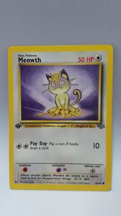 POKEMON TCG 1ST EDITION MEOWTH 56/64 JUNGLE LP - Image 1
