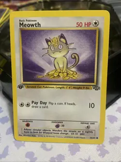 Meowth #56/64 1st Edition Jungle Pokemon NM - Image 1