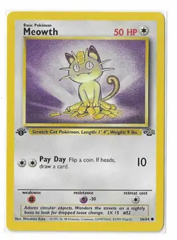Meowth 1st Edition Jungle Vintage Pokemon TCG 56/64 LP/DMG - Image 1