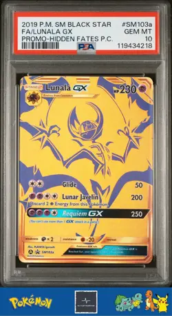 2017 Pokemon SM Hidden Fates Collection Promo SM103a Lunala GX PSA 10 - Image 1