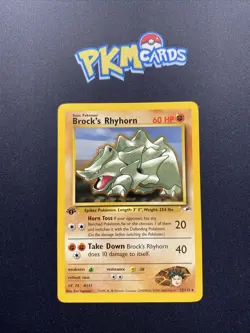 Pokemon TCG Brock's Rhyhorn Gym Heroes 22/132 Regular Rare 1st Edition LP. - Image 1