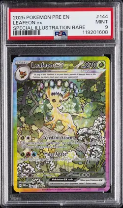 2025 POKEMON PRE EN-PRISMATIC EVOLUTIONS #144 LEAFEON EX PSA 9 - Image 1