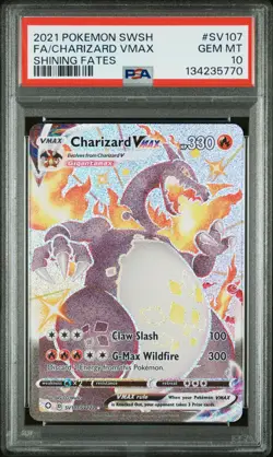 2021 POKEMON SWORD & SHIELD SHINING FATES #SV107 FULL ART/CHARIZARD VMAX PSA 10 - Image 1