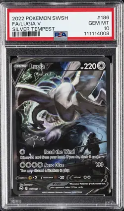 2022 POKEMON SWORD & SHIELD SILVER TEMPEST #186 FULL ART/LUGIA V PSA 10 - Image 1