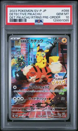 2023 POKEMON JPN SV-P PROMO #098 DETECTIVE PIKACHU PSA 10 - Image 1