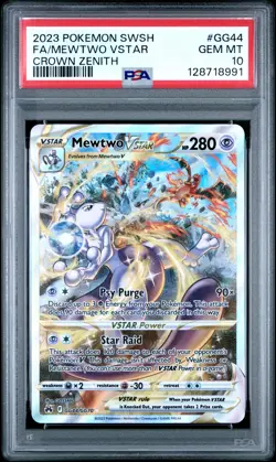 2023 POKEMON SWORD & SHIELD CROWN ZENITH #GG44 FULL ART/MEWTWO VSTAR PSA 10 - Image 1