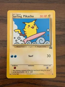 Pokemon Surfing Pikachu 28 Black Star Promo Vintage WOTC NM WOTC K89 - Image 1