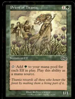 MTG Priest of Titania LP Light Play Urza's Saga [4570] - Image 1