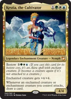 Moderate Play, English MTG Foil Kestia, the Cultivator - Foil Commander 2018 Mag - Image 1