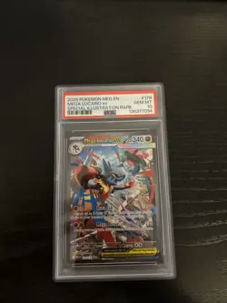 2025 POKEMON MEGA EVOLUTION #179 MEGA LUCARIO EX PSA 10 GEM MINT - Image 1
