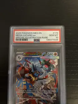 2025 POKEMON MEGA EVOLUTION #179 MEGA LUCARIO EX PSA 10 GEM MINT - Image 2