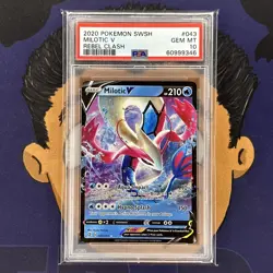 ??PSA 10 GEM MINT 2020 Pokemon Rebel Clash MILOTIC V #043 Ultra Rare Holo - Image 2