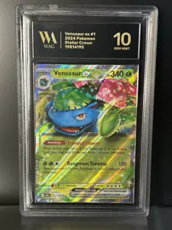 GRADED WAG 10 Venusaur ex 001/142 - Stellar Crown Double Rare Pokemon Card - Image 1