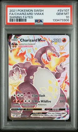 2021 POKEMON SWORD & SHIELD SHINING FATES #SV107 FULL ART/CHARIZARD VMAX PSA 10 - Image 1