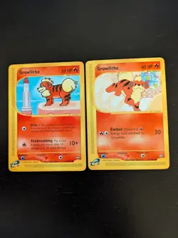 Growlithe 51/147 And 80/147 Aquapolis Non-holo Pokemon Card Set NM - Image 1