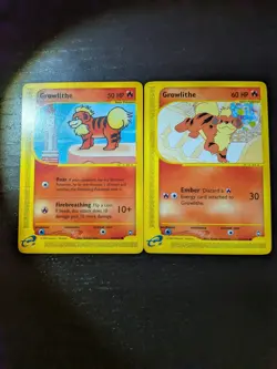 Growlithe 51/147 And 80/147 Aquapolis Non-holo Pokemon Card Set NM - Image 3