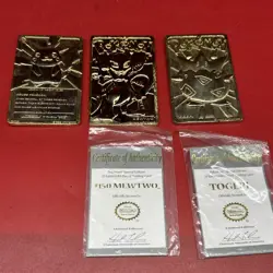(3) 1999 Burger King Limited Edition Pokemon Trading Card 23K Gold Plated #TH - Image 1