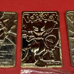 (3) 1999 Burger King Limited Edition Pokemon Trading Card 23K Gold Plated #TH - Image 2